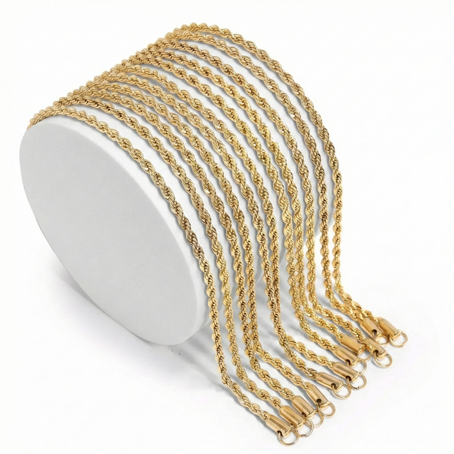 18K Gold Waterproof Rope Chain (Solid)
