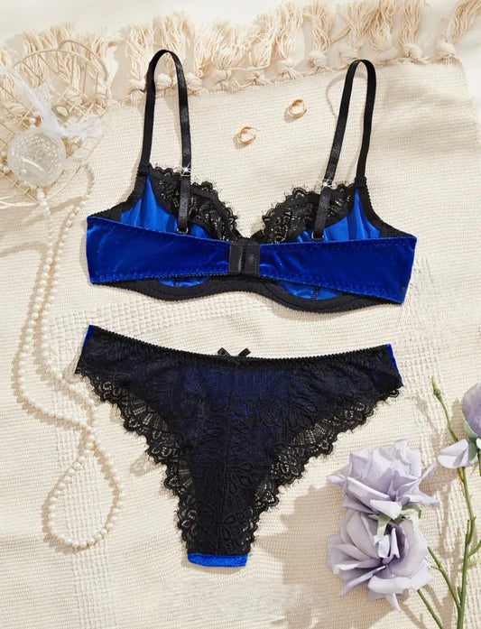 BLUE VELVET LINGERIE SET (2pc)